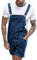 LOIJMK Tuta corta da uomo, in jeans, alla moda, da lavoro, da uomo, alla moda, alla moda, con pettorina, pantaloni in denim, salopette, pantaloni da ragazza, tutina casual, pantaloni corti, Blu scuro,
