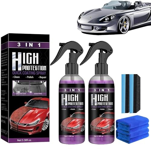High Protection 3in1 Spray, 3 in 1 Neues Schnelles Autobeschichtungsspray, Auto Politur,Car Nano Kratzer Spray,Auto Nano Beschichtungsspray (2 Pcs)