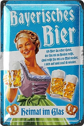 LANOLU Retro Blechschild Bier - lustige Schilder mit Sprüchen Bar Dekoration für Partykeller, Kneipen Bardeko für Stammtisch, Geschenkidee für Papa zum Vatertag, vintage Metallschild 20x30cm