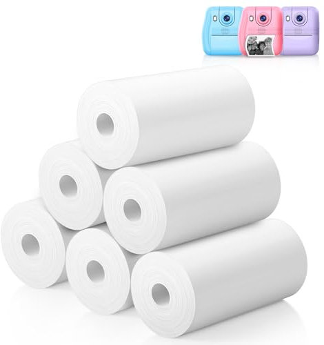 Luoba Kids Camera Printer Paper, 6 Rolls for Kids Instant Print Camera, HD Printing Thermal Paper Set, Refill Replace Camera Printer Papers