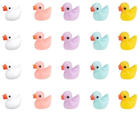 Moguri 20 Stück Mini Harz Enten Miniatur Enten Mini Enten Figuren Mini Resin Ducks Tiny Resin Duck zum Basteln für DIY Potting Micro Landschaft Dekorationen Lieferungen