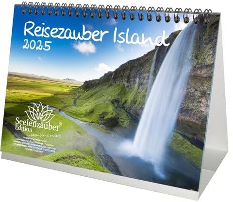Reisezauber Island DIN A5 Tischkalender für 2025 Reykjavík Urlaub Reise Strand Meer - Seelenzauber