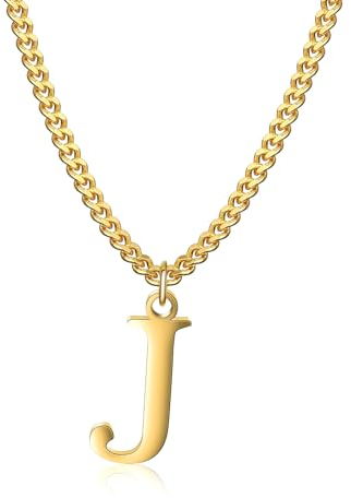 Symretie Goldkette mit Buchstaben J,14K Gold Vergoldet Initial Halskette,Edelstahl Kette mit J,Gold kettenanhänger kette für Damen Mädchen