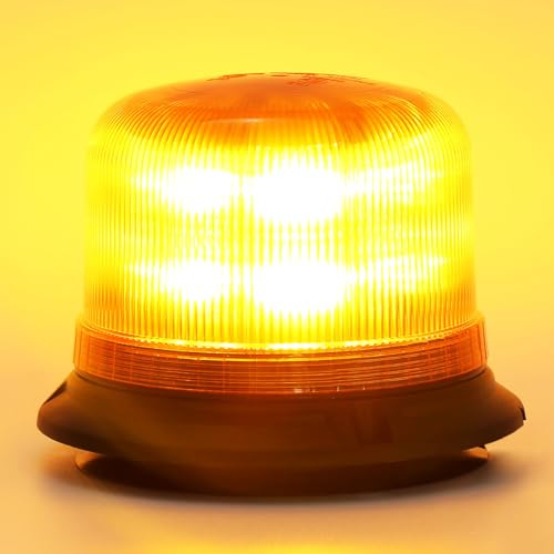 ETUKER 12V 24V Orange Rundumleuchte Magnet Blitzleuchte Gelbe KFZ Warnleucht Magnetisch Drehlicht Traktor LKW