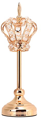 Kronen-Kerzenhalter, Exquisiter Goldener Kristall-Kronen-Kerzenhalter, Eisenhandwerk-Kristall-Votivkerzenhalter Für Zuhause, Esstisch, Hochzeit