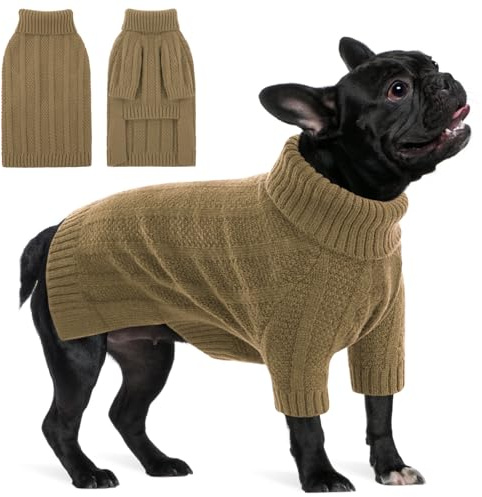 Queenmore Hundepullover für mittelgroße Hunde, Mädchen und Jungen, weicher Hundepullover für Weihnachten, Rollkragenpullover, Haustierpullover, Strickwaren, Outfit für den Urlaub, gestrickt, weich