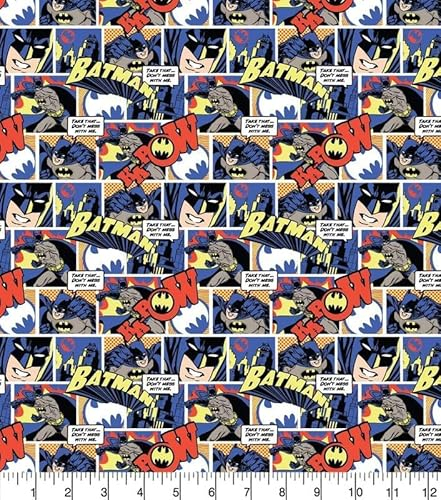 DC Batman Stoff Meterware (100% Baumwolle, echter Lizenzstoff, 9 verschiedene Designs) (Batman-Stoff - Pop Comics)
