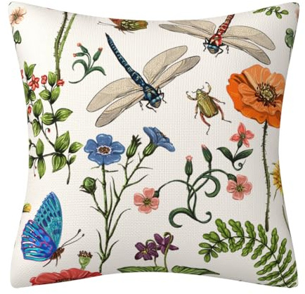 Kissenbezug 45X45 Blume Schmetterling Kissenbezug, Sofakissen Kissenhülle, Modern Dekokissen Kissenbezüge, Deko Wohnzimmer Zierkissen Für Sofa Stuhl Bett Garten