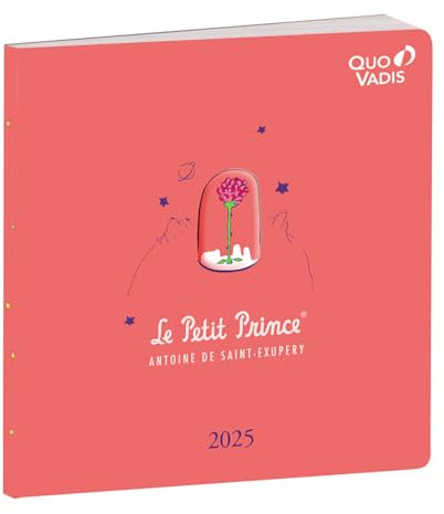 Quo Vadis - Kalender – 2025 – Recycling – Wochenkalender – mehrsprachig – Der kleine Prinz – Rosa – 13 Monate von Dezember bis Dezember – 16 x 16 cm – Clairefontaine recyceltes Papier
