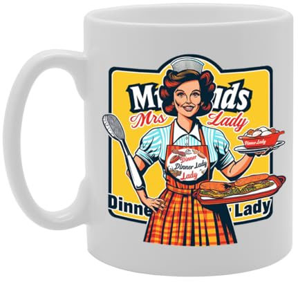 Coralgraph MG6015 Mrs Dinner Lady Mug - Designed for School Cooks, Cafeteria Staff, Food Service Workers, Durable Ceramic, Dishwasher Safe