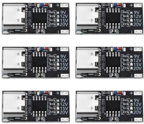 The Lord of the Tools 6 Stück USB Typ-C Decoy Board PD3.0/2.0/QC3.0/2.0/FCP/AFC Schnelllade-Decoy Trigger-Modul 9 V 12 V 15 V 20 V 23 x 11,5 x 4 mm für Laptop Router Optischer Modem-Adapter