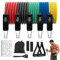 FAOKZE Gomas elasticas musculación con 5 Niveles de Resistencia,Set de Bandas de Resistencia con Anclaje para Puerta,Asas,Correa para Tobillo,Bolsa de Transporte,para Fitness/Estiramiento/Pilates