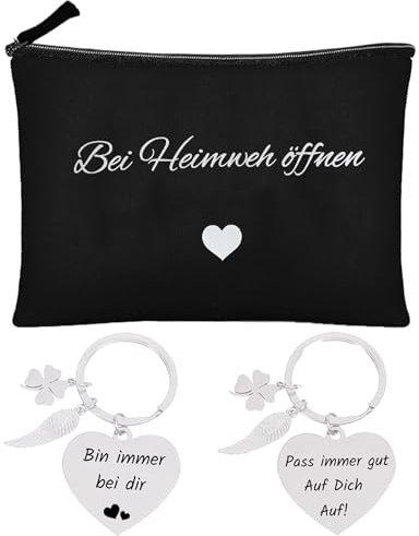 Geschenk gegen Heimweh Kosmetiktasche und Schlüsselanhänger Beim Heimweh öffnen Geschenk Geschenkidee zum Auszug, Auslandssemester oder Au Pair, Erinnerungen an die Heimat