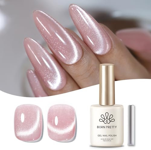 Born Pretty Smalto Semipermanente Unghie Magnetico Trasparente Rosa colore - Smalto Semipermanente Gel per Unghie Soak-Off UV/LED per Nail Art Salone