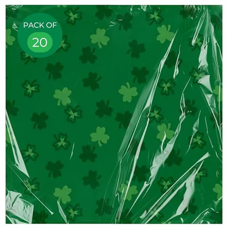 AKH® St. Patrick's Day 3-lagige Servietten, 33 cm x 33 cm, grünes Kleeblatt, Einweg-Servietten, irisches Partygeschirr für St. Paddy's Day Feiern und festliche Zusammenkünfte