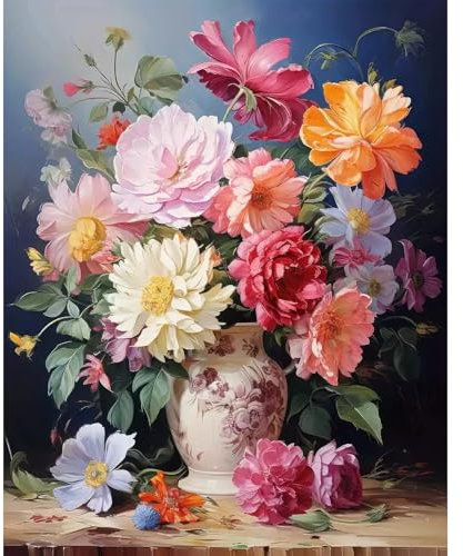RICUVED Flower Vase Paint by Number, Flower Painting by Number Kits for Adults On Canvas Without Frame,DIY Color Oil Painting Acrylic Paints 16x20 in