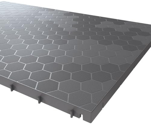 Piastrella per pavimento con clip, 116 x 76 x 3 cm, rettangolare, in polipropilene, rivestimento per pavimenti modulabile per interni ed esterni, in plastica
