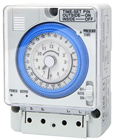 Saluaqui TB388 Relé del Interruptor de Temporizador Mecánico 15 Minutos a Las 24 Horas AC250V 20A Control de Tiempo de bajo Voltaje de Ahorro de Energía AC250V 20A