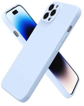 oakxco for iPhone 14 Pro Case Silicone, Ultra Slim Thin Phone Case for Women Girls, Plain Solid Color Minimalist Aesthetic Cute Girly Design, Soft Rubber Gel TPU with Camera Cover, Light Blue
