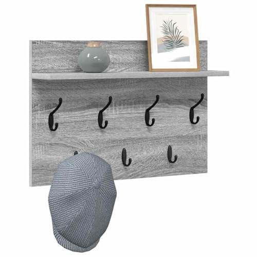 vidaXL Wall-Mounted Coat Rack Wall-Mounted Grey Sonoma 60 x 40 x 12 cm