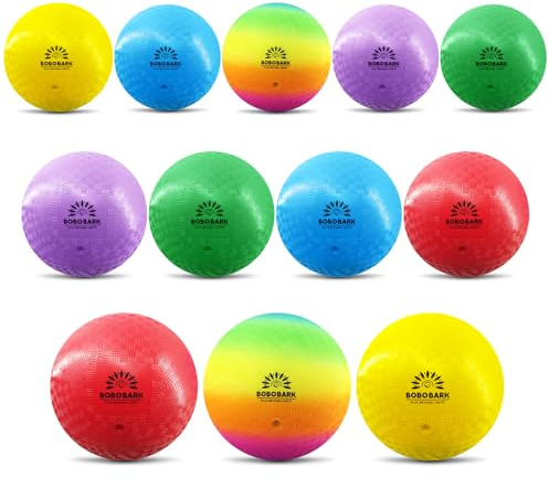 BOBOBARK Spielbälle Kinder – 12er Set Soft Gummibälle (8,5 Zoll) für Indoor & Outdoor | Playgroundball/Dodgeball/Vier-Felder-Ball | Schule, Turnhalle & Garten