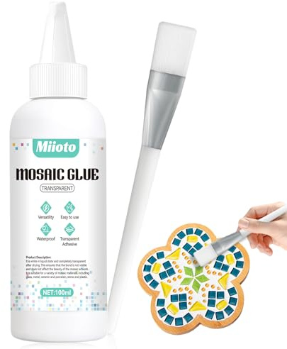 Mosaikkleber, Transparent Mosaik Kleber, Bastelkleber Transparent Flüssig für Mosaiksteine zum Basteln, Glas, Acrylmosaik, Keramik, Fliesenbruch, 100ml