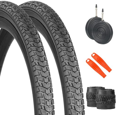 MEGHNA Lot de pneus de vélo 700 x 40 C/700 x 45 C - Pneu pliable avec chambre à air et démonte-pneu - Profil grip robuste pour Gravelbike, trekking et ville (700 x 45 C)