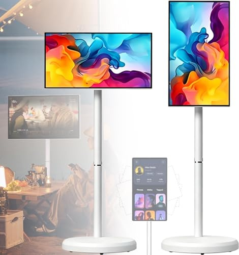 CHENWY Smart Portable TV On Wheels, Touch Screen Monitor With 4K HD Display, Android 13 OS, Full Swivel Rotation, Speakers & Wireless Connectivity For Home/Office/Travel(27inches,4GB+64GB)