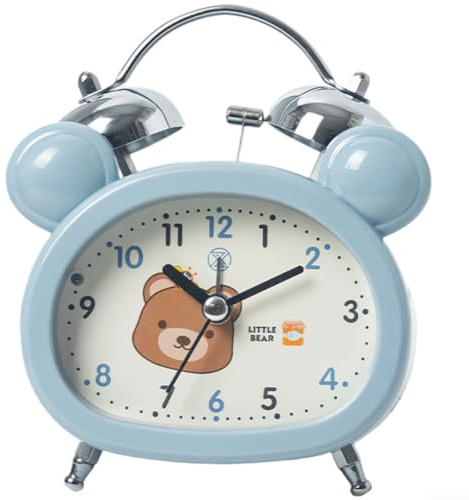 Linnkyfloa Niedlicher Bär-Hasen-Wecker mit Licht, lautloses Sweep-Uhrwerk, Schlafzimmer, ABS-Tierform, Schreibtischuhr, angetrieben Dekor (C)