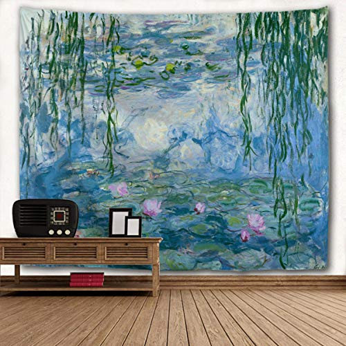 Monet Tapisserie Seerosen Blumen Tapisserie Wandbehang Kunst Wohnkultur für Wohnzimmer Schlafzimmer Wohnheim 228,6 x 152,4 cm