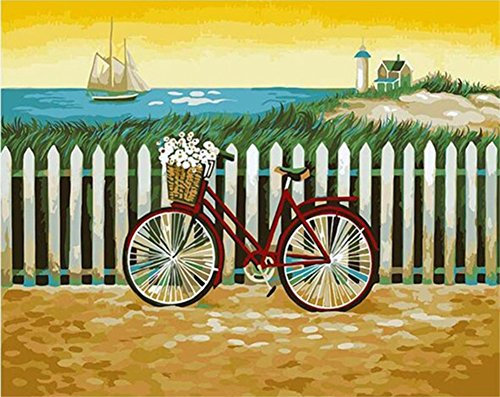 ABEUTY Wandkunst Fahrrad Fahrzeug Freizeitpark Malen nach Zahlen, DIY Ölgemälde auf Leinwand Gemälde 40x50cm