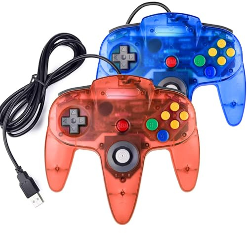 miadore Lot de 2 manettes USB rétro pour jeux N64, PC Classic N64 Gaming, pour Windows, PC, Mac, Raspberry Pi