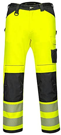 Portwest PW3 PW340YBR34 - Pantaloni da Lavoro ad Alta visibilità, Taglia 34, Colore: Giallo/Nero