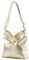 modamoda de T196 Damen Leder Schultertasche Umhängetasche handmade in Italy, Farbe:Lightgold Metallic