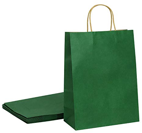 10 Stück Geschenktüten Papiertüten Kraftpapier Geschenktasche mit Henkel Papiertragetaschen Papiertaschen Kraftpapiertüten für Lebensmittel Backen Partys Verzieren Verschenken