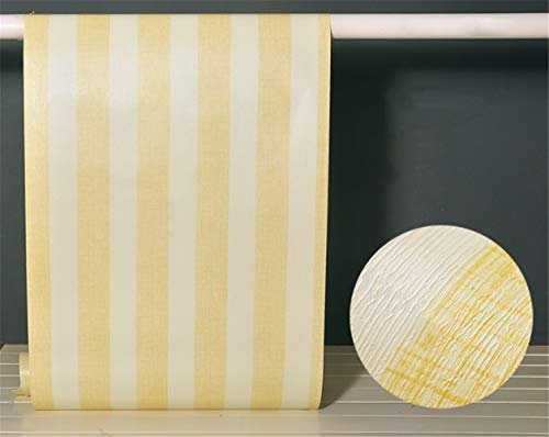 Papier peint autocollant en PVC imperméable - 10 x 0,6 m - Pour chambre à coucher, salon, cuisine, café, construction à rayures - Jaune