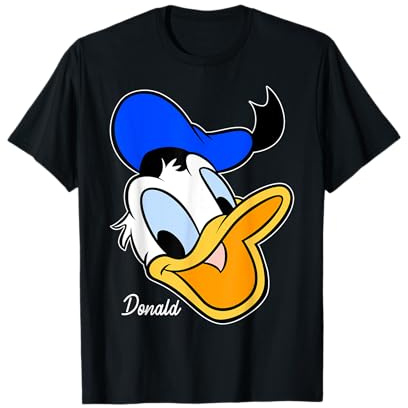 Disney Mickey And Friends Donald Duck Big Face Signature T-Shirt