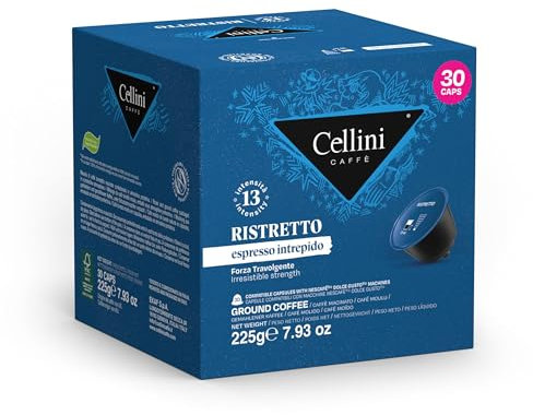 Caffè Cellini Espresso Ristretto Compatible avec Nescafè Dolce Gusto* - 90pcs | Pour un Espresso avec des notes de cacao