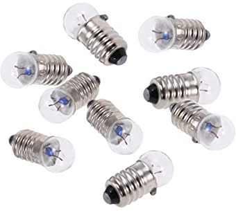VILLCASE 10pcs E10 Miniature Screw Light Bulbs, 2.5V 0.3A Mini Bulbs Replacement, Flashlight Screw Base Light Bulbs LED Indicator for Experiment Circuit Electrical Test