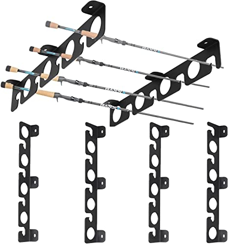 VANROUG Rutenhalter Wandhalterung für Garage, Kabine, Keller, robust, für bis zu 8 Ruten (4), Schwarz