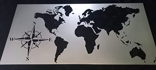 Wandbild Weltkarte Metall Loft Design 115x57cm Silber