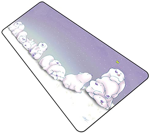 Großes Gaming-Mauspad-Pad600x300x5mm Mit weicher Naturkautschuknaht, geeignet für Spieltischuntersetzer im Büro Blue-White Flower