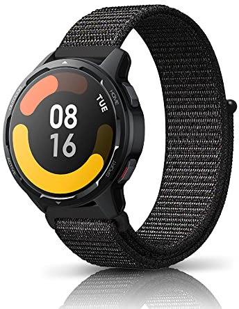 KeeFos 22mm Armband für Xiaomi Watch S4/S3/S1 Pro/Redmi Watch 5 Active/5 Lite, Nylon Ersatzarmband Sport Armband - Schwarz