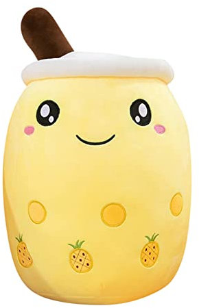 Herbests Bubble Tea Plüschtier, 50CM Boba Kuscheltier Milchtee Teetasse Kissen Gefüllte Plüsch Spielzeug Obst Komfort Geburtstagsgeschenk für Kinder Erwachsene, Ananas, HER00123844