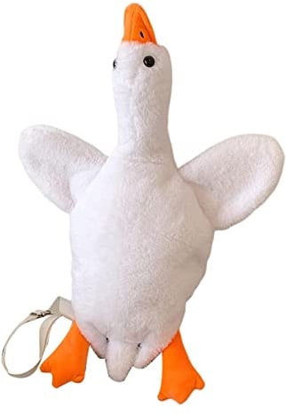 LOVIVER Lustige Cartoon Ente Umhängetasche Verstellbarer Riemen Casual Messenger Bags Frauen Taschen Party Reißverschluss Ente Form Plüsch Tasche Geldbörse, Weiß