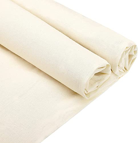 MUSLONG Musselin-Stoff/Textil, ungebleicht, Drapierstoff, 2m&5 m&10m, mittelschwer, 100% Baumwolle, 160 cm breit Musselin Leinen Stoff zum Nähen von Kleidungsstoffen (5 Meter)