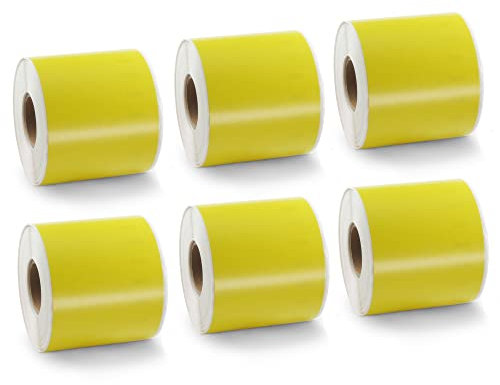 BETCKEY - 6 Große Rollen Gelb Mehrzwecketiketten Kompatibel mit DYMO 99019(S0722480), 59mm x 190mm, 900 Farbige Etiketten für LabelWriter 450, 4XL NICHT passend 550 oder 5XL
