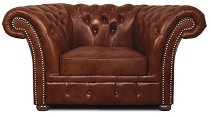 Chesterfield Sessel Winfield Basic Leder | Weiß | 2 bis 4 Wochen Lieferzeit (Cloudy Karamell, 1-Sitzer)