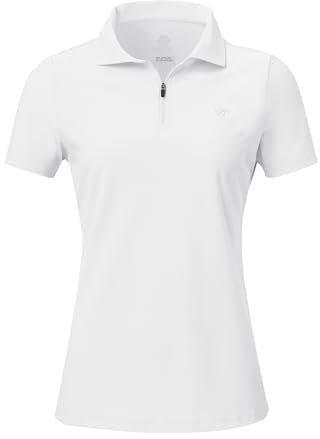 AjezMax Funktions-Poloshirt Damen Kurzarm Leicht Polohemd Sportshirt Tennis Golf Outdoor Polos Wandern Trekking Laufen Weiß XL
