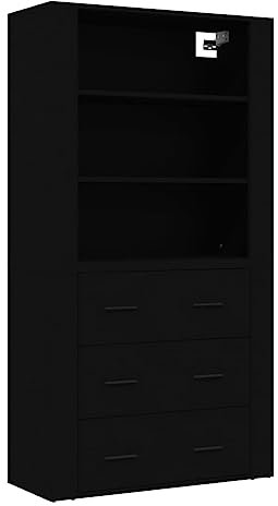 vidaXL Highboard, Sideboard mit viel Stauraum, Mehrzweckschrank Kommode Wandmontage, Schrank Beistellschrank für Wohnzimmer, Schwarz Holzwerkstoff